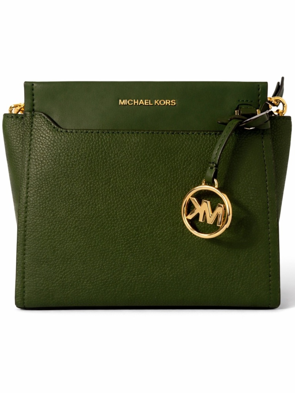 Michael Kors Green Pebbled Leather Crossbody with Gold Charm